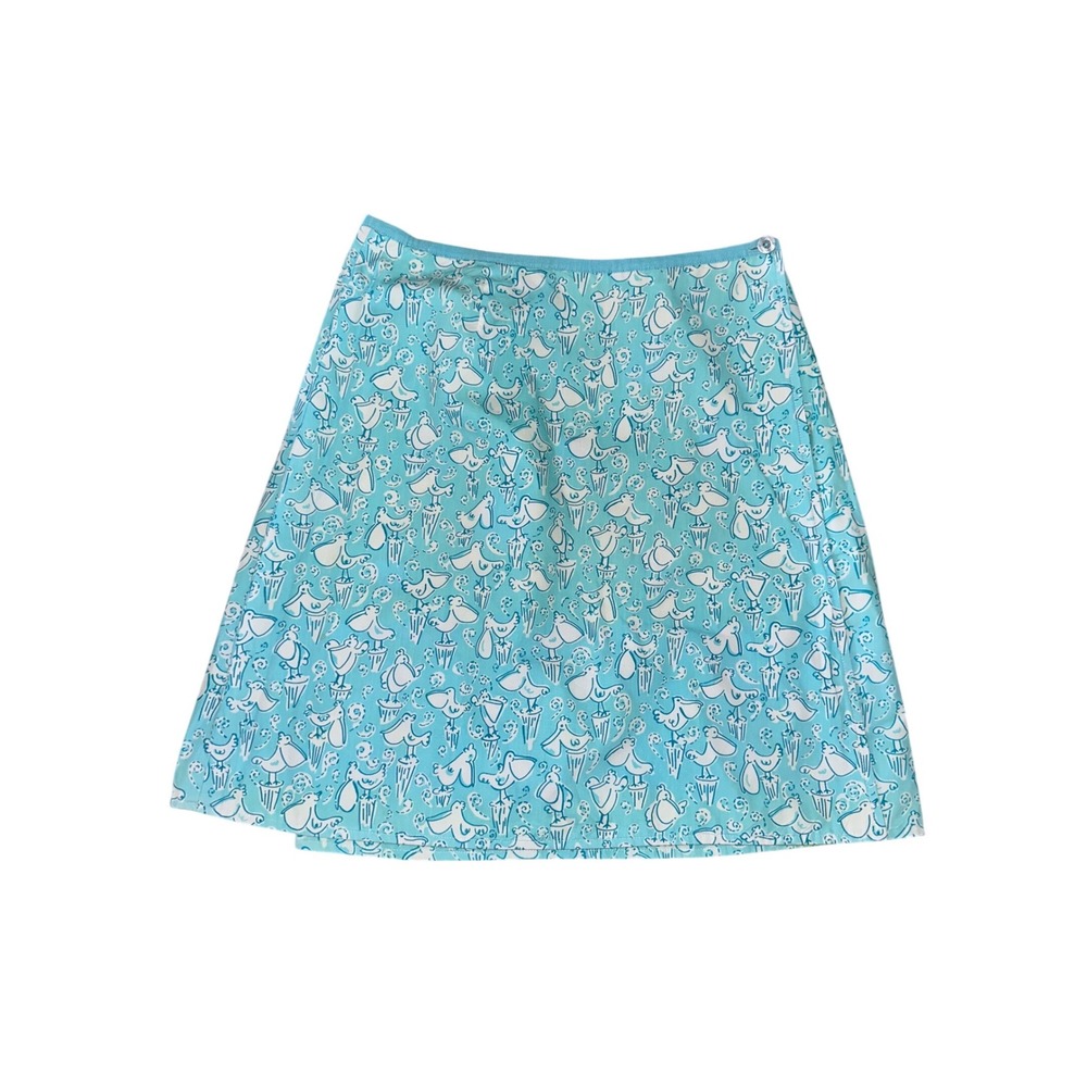 Lilly Pulitzer Green Reversible Coastal Shell Crab Fish‎ Print Cotton Wrap Skirt - Picture 9 of 10